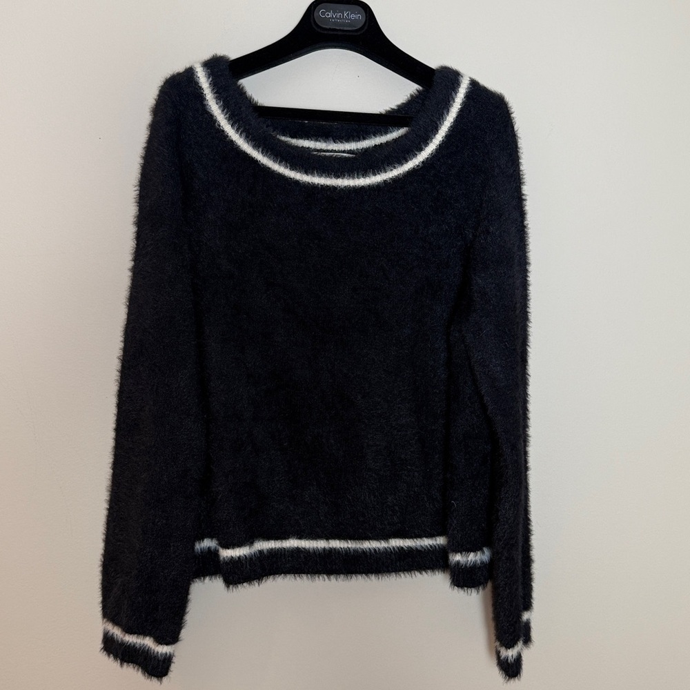 OAK + FORT Black Sweater with White Accents small